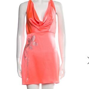David Koma Neon Orange Mini Dress